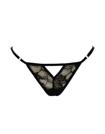 String noir avec bijou perle  strass dorés