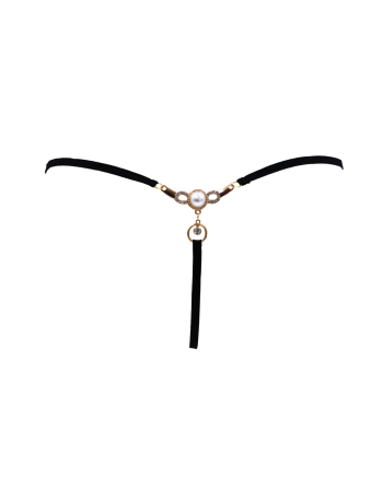 String noir avec bijou perle  strass dorés
