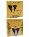 String gris avec bijou couleur aléatoire et chaîne dorée