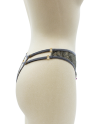 String gris avec bijou couleur aléatoire et chaîne dorée