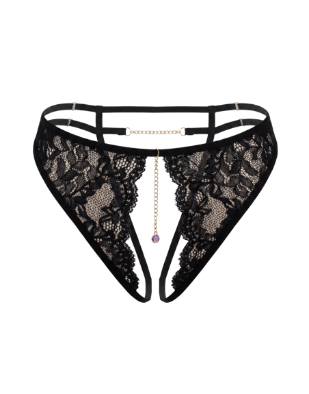 String noir avec bijou couleur aléatoire et chaîne dorée