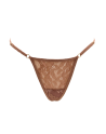 String taupe en dentelle avec bijou cœur doré