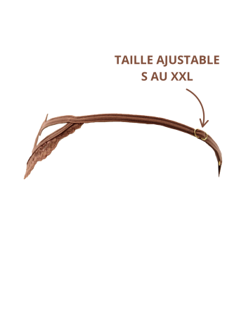 String taupe en dentelle avec bijou cœur doré