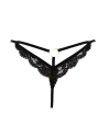 String noir en dentelle avec bijou cœur doré