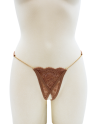 String en dentelle taupe ouvert avec chaînes dorées