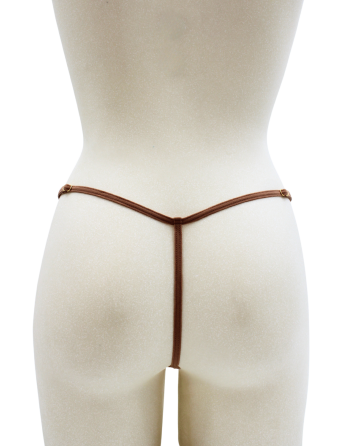 String en dentelle taupe ouvert avec chaînes dorées