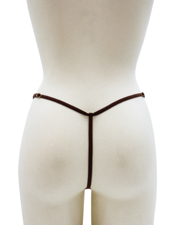 String en dentelle marron ouvert avec chaînes dorées