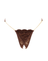 String en dentelle marron ouvert avec chaînes dorées