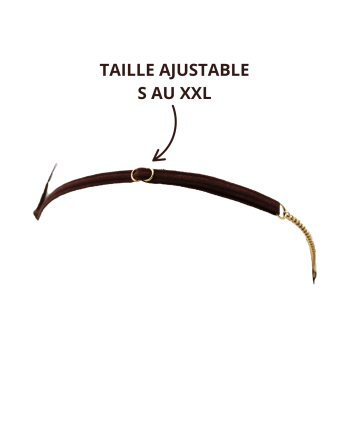 String en dentelle marron ouvert avec chaînes dorées