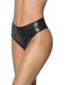 String bande large en wetlook noir, taille haute, tissu fronçé à l'arrière 