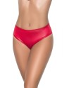 String bande large en wetlook rouge, taille haute, tissu fronçé à l'arrière 