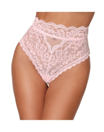String dentelle taille haute rose 