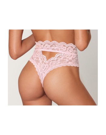 String dentelle taille haute rose 