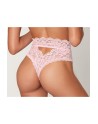 String dentelle taille haute rose 
