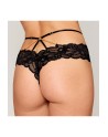 Culotte en dentelle noire avec lanières et chaines dorées 