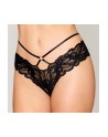 Culotte en dentelle noire avec lanières et chaines dorées 