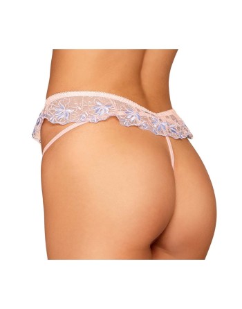 String avec broderie florale rose avec taille en forme de « V » 