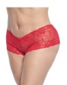 Shorty en dentelle rouge grande taille 