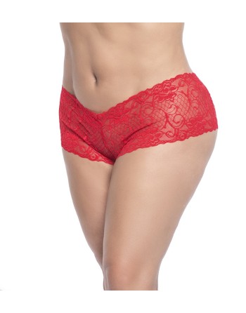 Shorty en dentelle rouge grande taille 