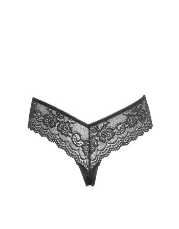 String en dentelle florale noire 