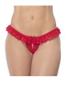 Culotte ouverte rouge avec froufrou en dentelle  