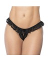 Culotte ouverte noire avec froufrou en dentelle 