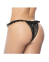 Culotte ouverte noire avec froufrou en dentelle 