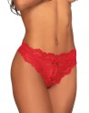 Tanga rouge ouvert à l'entrejambe 