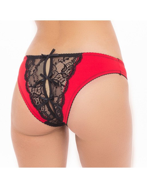 Culotte ouverte noir et rouge 