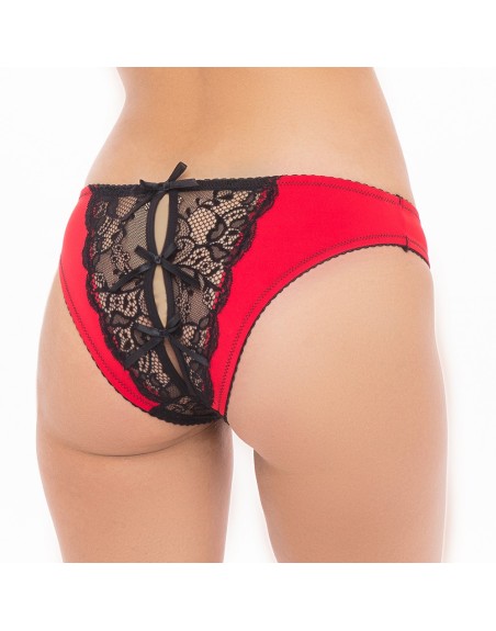 Culotte ouverte noir et rouge 
