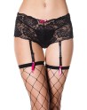 Panty porte jarretelles dentelle noir avec jarretelles amovibles 