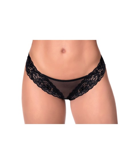 String dentelle et fine résille noire 