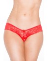 Tanga string rouge en dentelle avec noeud arrière 