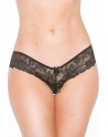 Tanga string noir en dentelle avec noeud arrière 