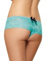 Shorty ouvert bleu turquoise court en dentelle 
