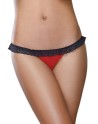 Tanga rouge ouverture coeur et dentelle noire 
