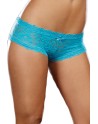 Shorty sexy taille basse bleu turquoise en dentelle 