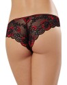 Tanga uni rouge et dentelle noire 