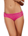 Tanga ouvert rose dentelle avec noeud sur les fesses 