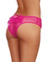 Tanga ouvert rose dentelle avec noeud sur les fesses 