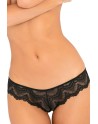 Tanga noir dentelle ajouré sur les fesses ornements croisés 