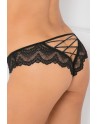 Tanga noir dentelle ajouré sur les fesses ornements croisés 
