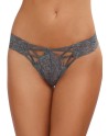 Tanga gris dentelle sexy ajouré sur l'avant 