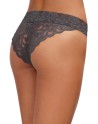 Tanga gris dentelle sexy ajouré sur l'avant 