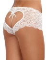 Shorty blanc de dentelle ouvert et ajouré sur les fesses forme coeur 