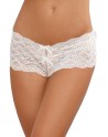 Shorty blanc de dentelle ouvert et ajouré sur les fesses forme coeur 