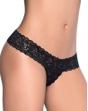 String ouvert brésilien noir en dentelle