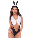 Déguisement lapine sexy 3 pièces avec oreilles, top court et culotte à bretelles - Mapalé