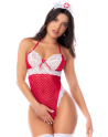 Body infirmière noir en maille et dentelle avec accessoire tête – Mapalé