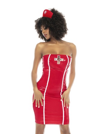 Costume infirmière 2 pièces, robe avec bretelles réglables et serre tête